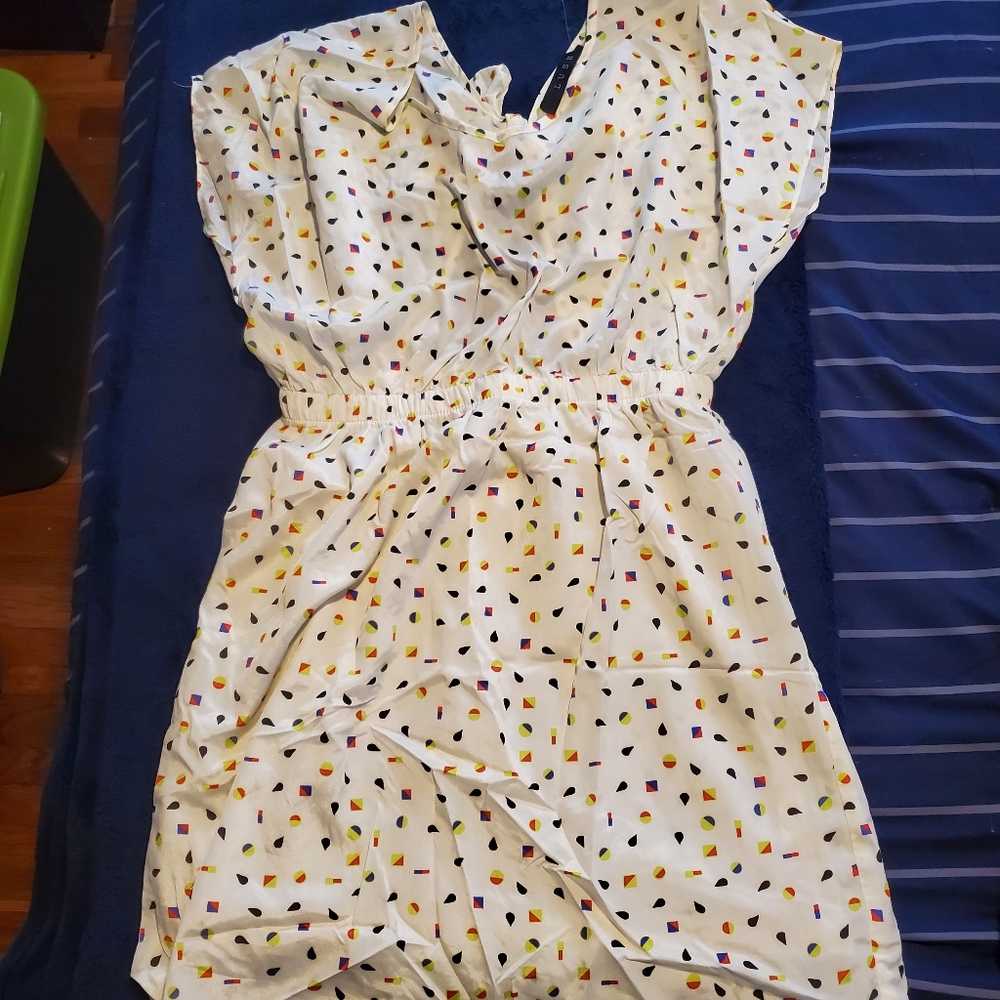 "Lush" NWOT cream mini dress w/ multi-colo…